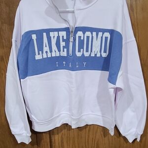White and Blue Lake Como Italy Sweatshirt